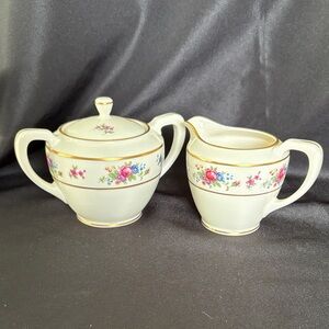 Lenox Cream and Floral Sugar and Creamer Set